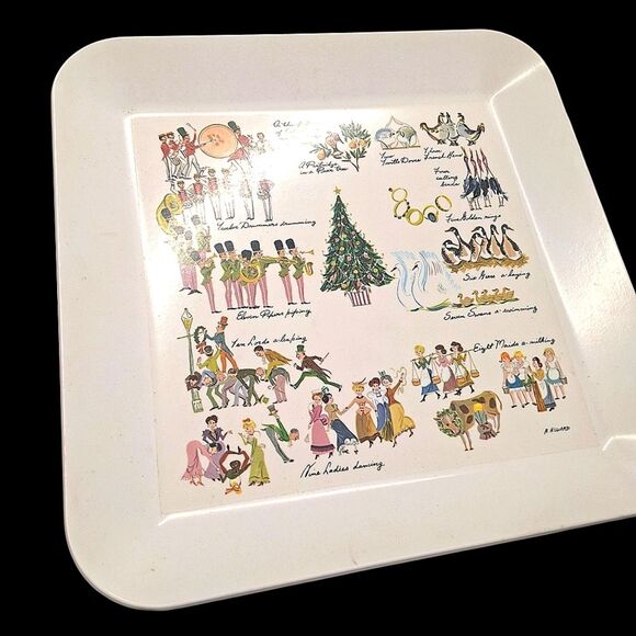 VTG WAVERLY PRODUCTS TWELVE DAYS OF CHRISTMAS SERVING TRAY MCM by H.Howard 1954 - Picture 1 of 16